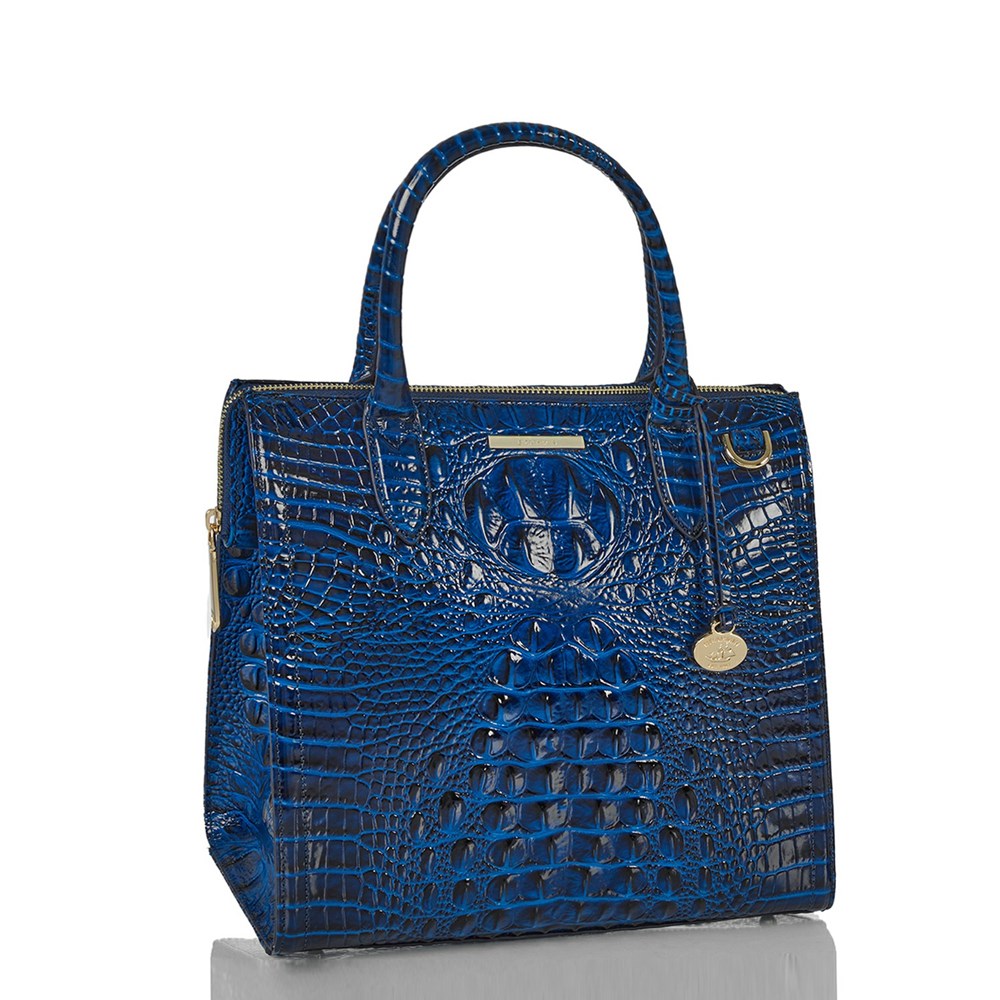 Brahmin Caroline Women's Satchel Bags Blue | HLN045219