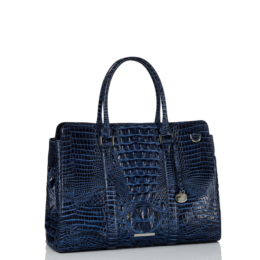 Brahmin Finley Carryall Women's Satchel Bags Navy | XRE398601