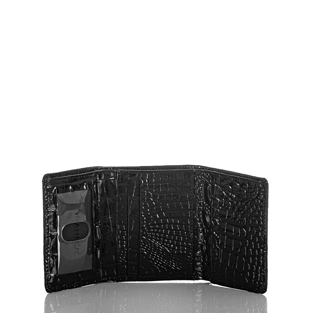 Brahmin Slim Trifold Men's Wallets Black | UOX165308